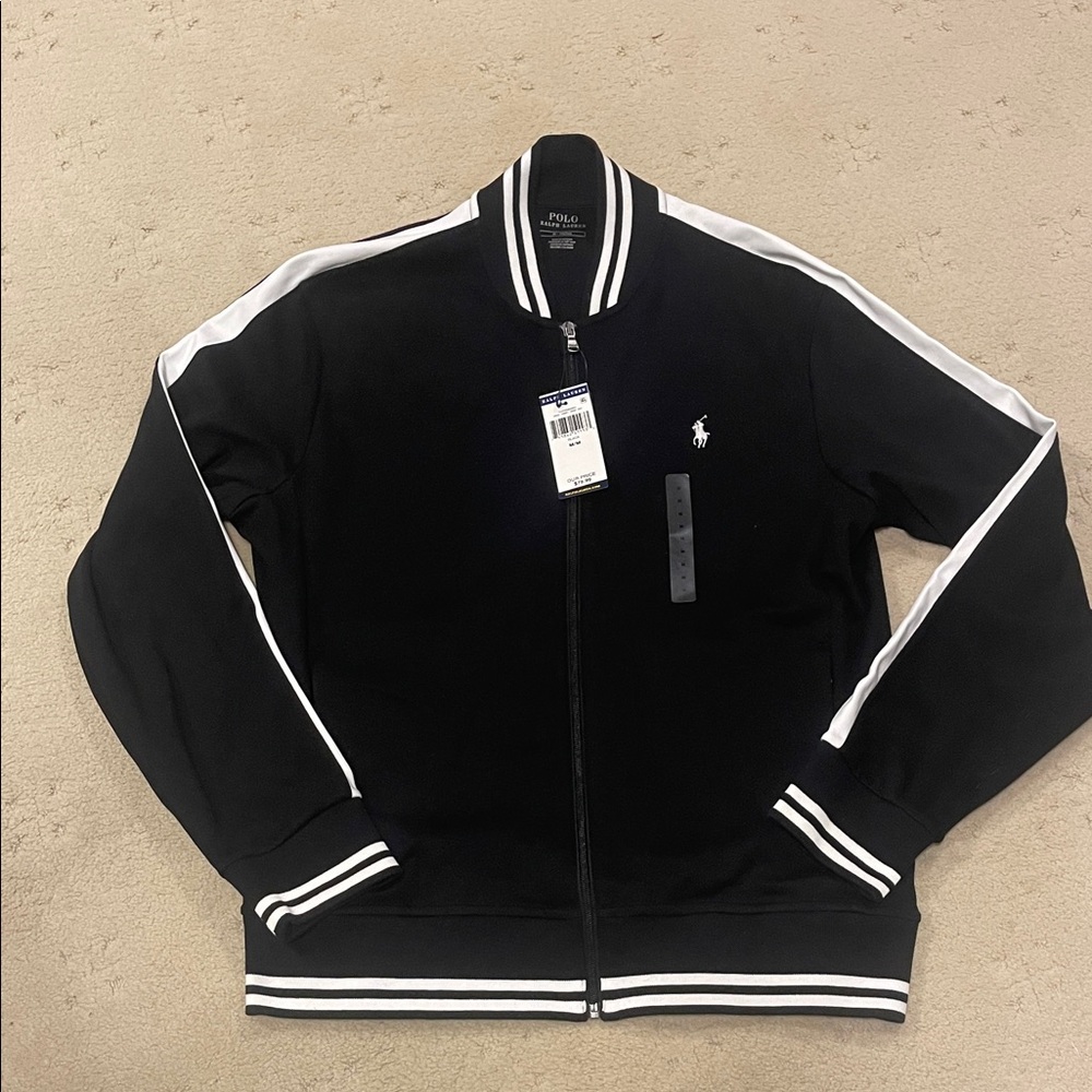 NWT Polo Ralph Lauren Black Jacket with White Accents Size M
